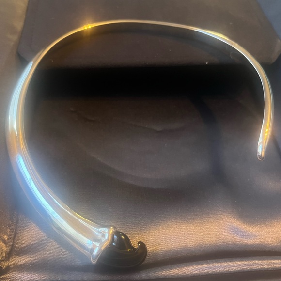 Tiffany & Co. Elsa Peretti RARE Black Jade Claw Necklace Silver AUTHENTICATED! - Picture 3 of 16